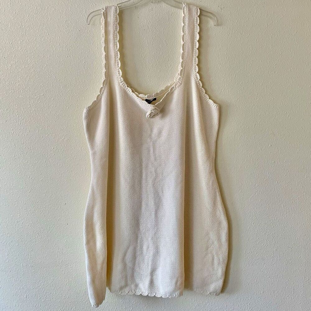 Wild Fable Women’s Cream Knit Cotton Crochet Trim Scoop Neck Mini Tank Dress 4X